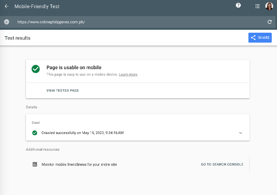 Google Website Mobile Friendly Test result Google Website Mobile Friendly Test result