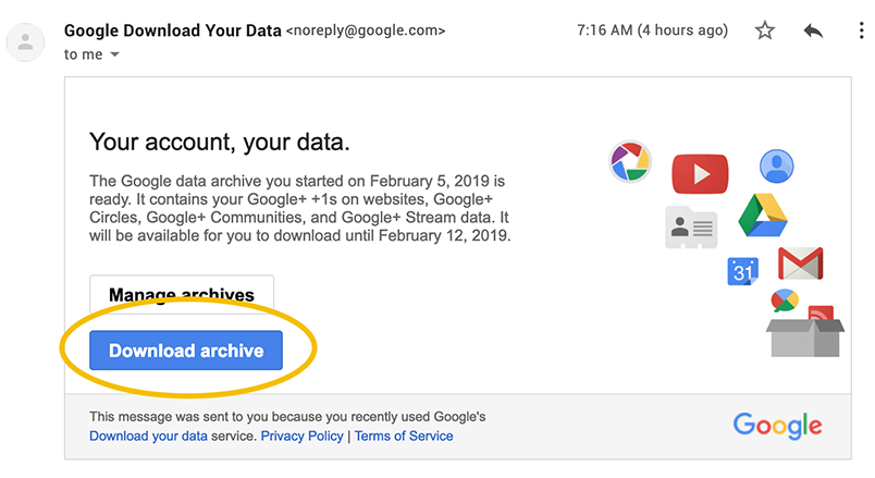 google plus download your data
